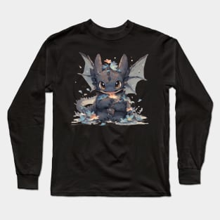 Black dragon love flowers! Long Sleeve T-Shirt